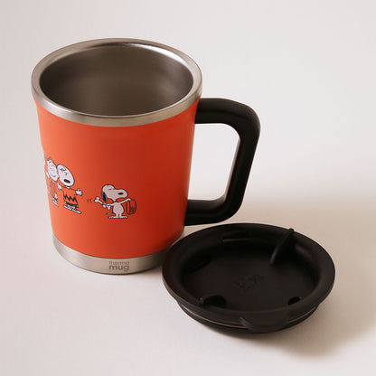 Snoopy｜cafe博多限定红色带盖保温手柄杯｜约0.3L