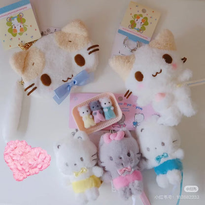 Sanrio｜Cat Club Fluffy marshmallow-like kitty Mascot Holder /Plush Keychain｜ W11 x D7 x H13cm approx.