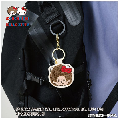 Monchhichi｜Sanrio Hello Kitty Monchhichi x Hello Kitty Sagara Embroidery Keychain｜5.5cm x 5.9cm x 1.5cm approx.