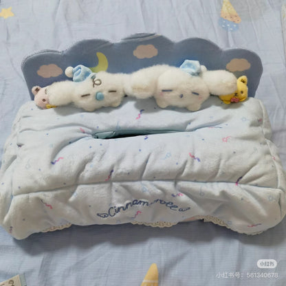 Sanrio三丽鸥｜ Tissue Box Case- Cinnamoroll/Sleepy Time玉桂狗甜梦系列困困大耳狗软绵绵纸巾盒｜约28.5×16×15cm
