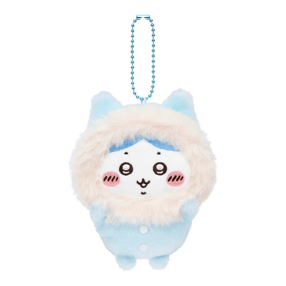 Chiikawa 吉伊卡哇｜Hossa Fussa pajamasMascot毛茸茸冬日睡衣可爱角色毛绒玩偶挂件/包挂｜约H115×W90×D45mm