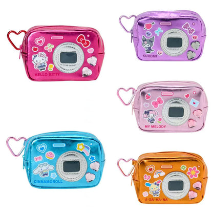 Sanrio｜Academy Sparkling Journey Camera-Style Metallic Pouch with Carabiner｜9.5×6.5cm approx.
