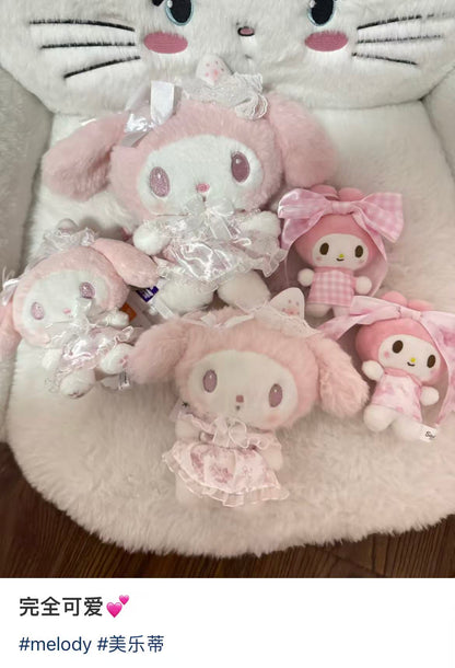 Sanrio｜My Melody White Strawberry Tea Time Mascot Holder /Plush Keychain｜13.5×4.7×12cm approx.