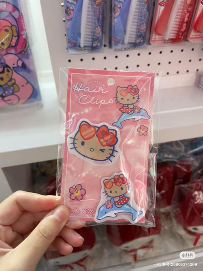 Sanrio｜Tan Swimsuit Party Matte Hair Clip Set｜2 piece