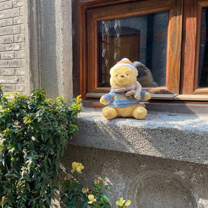 Disney SH｜winnie the pooh冬日毛衣围巾噗噗公仔/玩偶