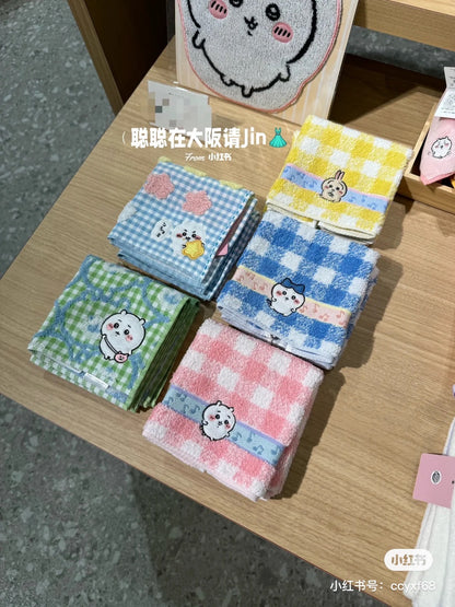 Chiikawa 吉伊卡哇｜角色音符纯棉刺绣小方巾/小毛巾｜約H250×W250mm