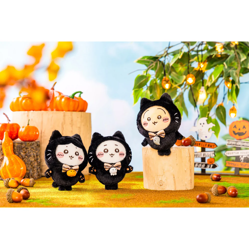 Chiikawa 吉伊卡哇|Plush Keychain Usagi Black Cat Ver万圣节限定黑猫毛绒玩偶挂件/包挂/铃铛会响很可爱|约H120×W85×D70mm
