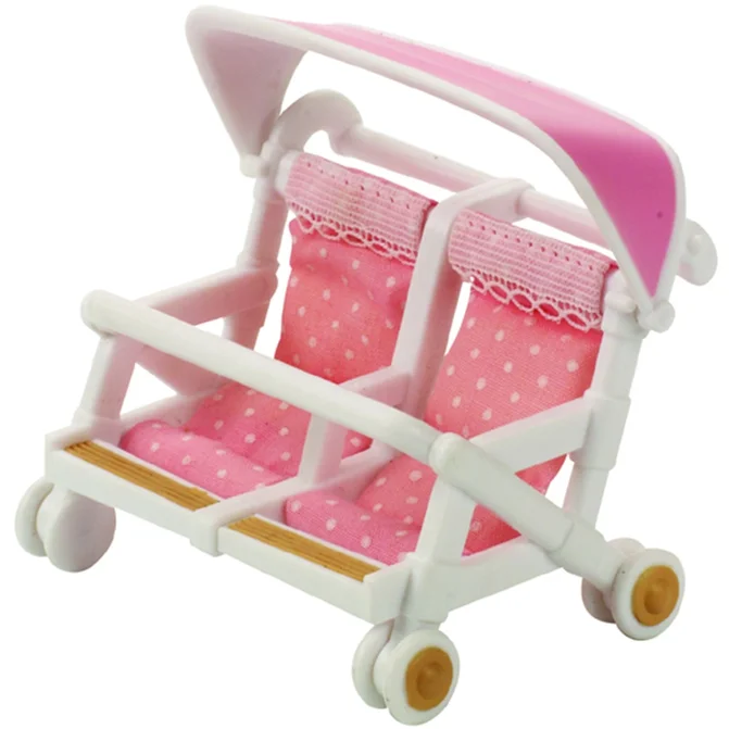 SylvanianFamilies森贝儿家族｜Double Push Chair 带篷粉色双胞胎婴儿车/玩具/过家家4533