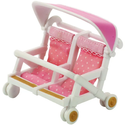 SylvanianFamilies森贝儿家族｜Double Push Chair 带篷粉色双胞胎婴儿车/玩具/过家家4533