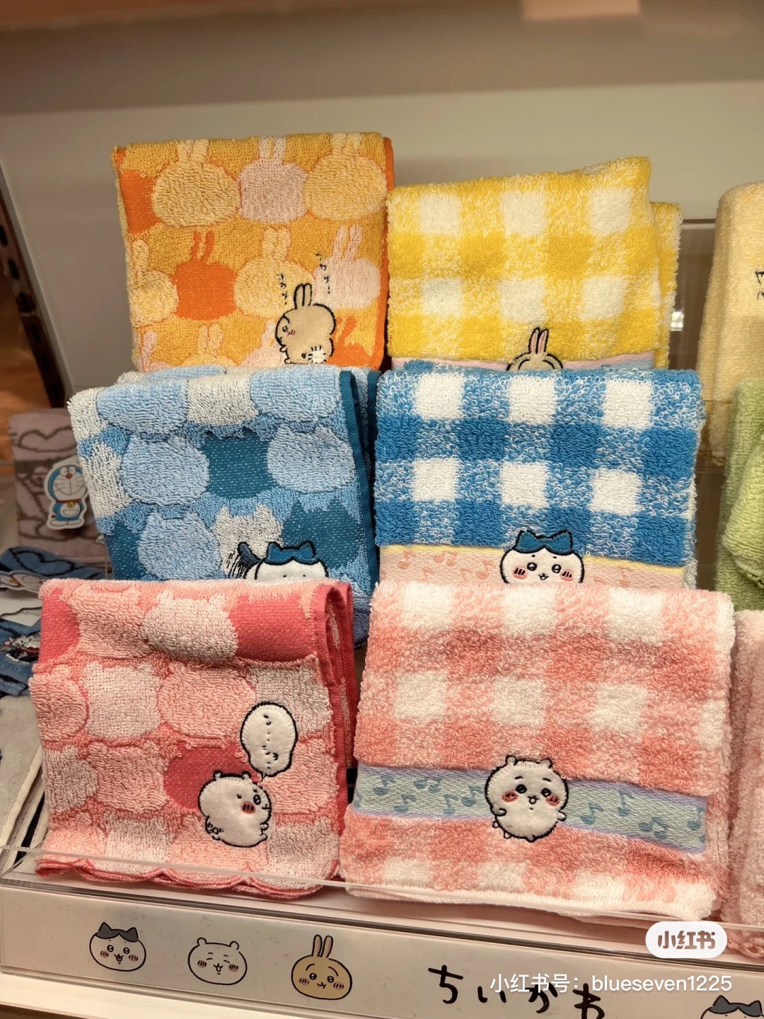 Chiikawa 吉伊卡哇｜角色音符纯棉刺绣小方巾/小毛巾｜約H250×W250mm