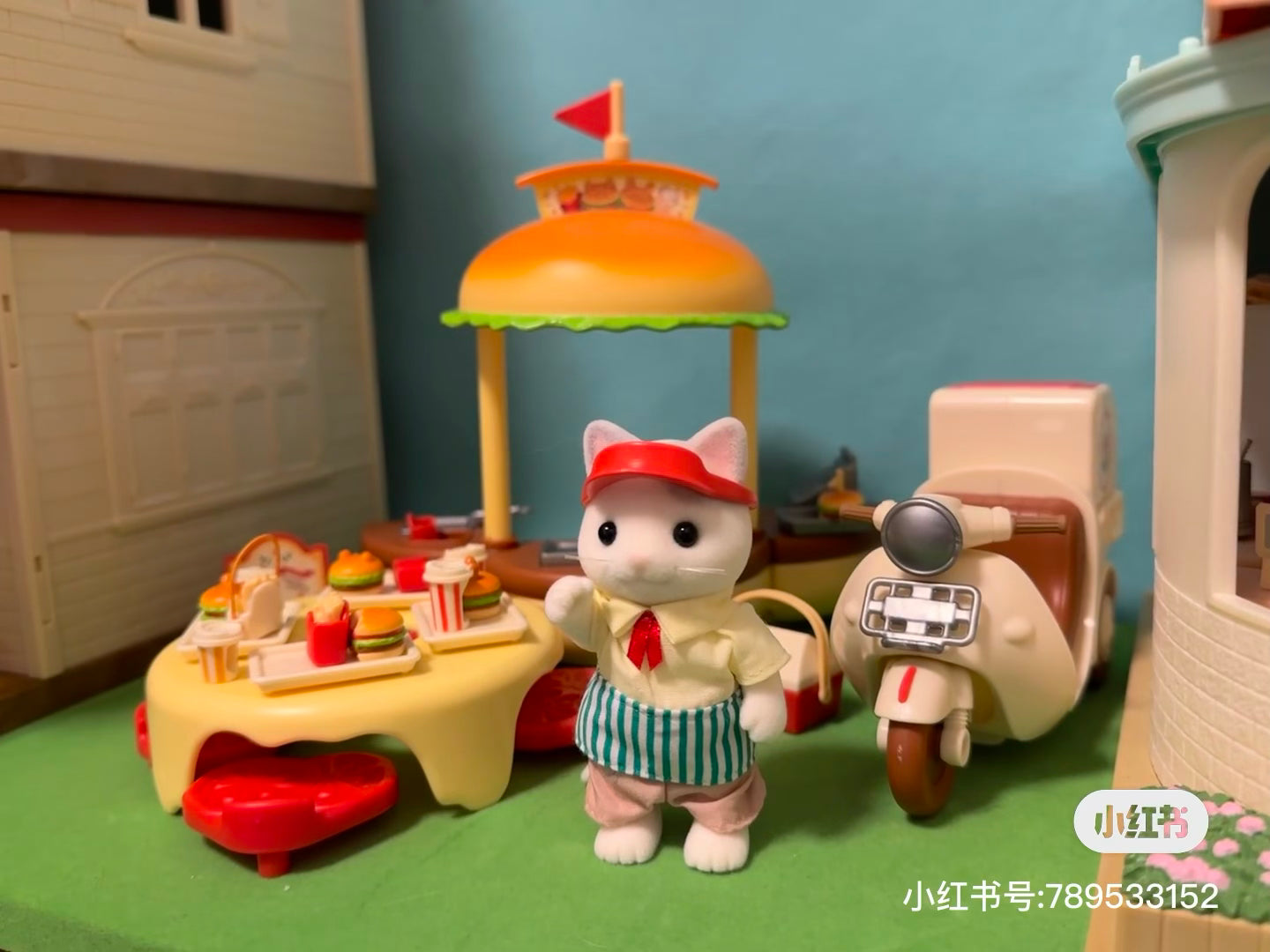 SylvanianFamilies森贝儿家族｜Hamburger Stand拿铁猫汉堡外卖车套组/玩具/过家家5757
