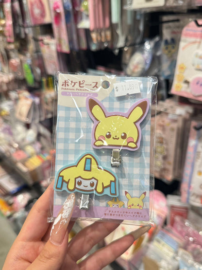 Pikachu皮卡丘｜Pokemon Mascot Hair Clip / Pokepeace宝可梦橡胶发夹/刘海夹/2枚入｜约49.2×41.2mm