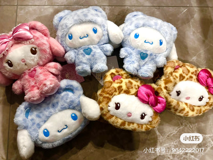 Sanrio三丽鸥｜ Original Face-shaped 2way Pochette / Leopard Bear豹纹熊系列脸型毛绒链条斜挎包｜约19×6×15cm