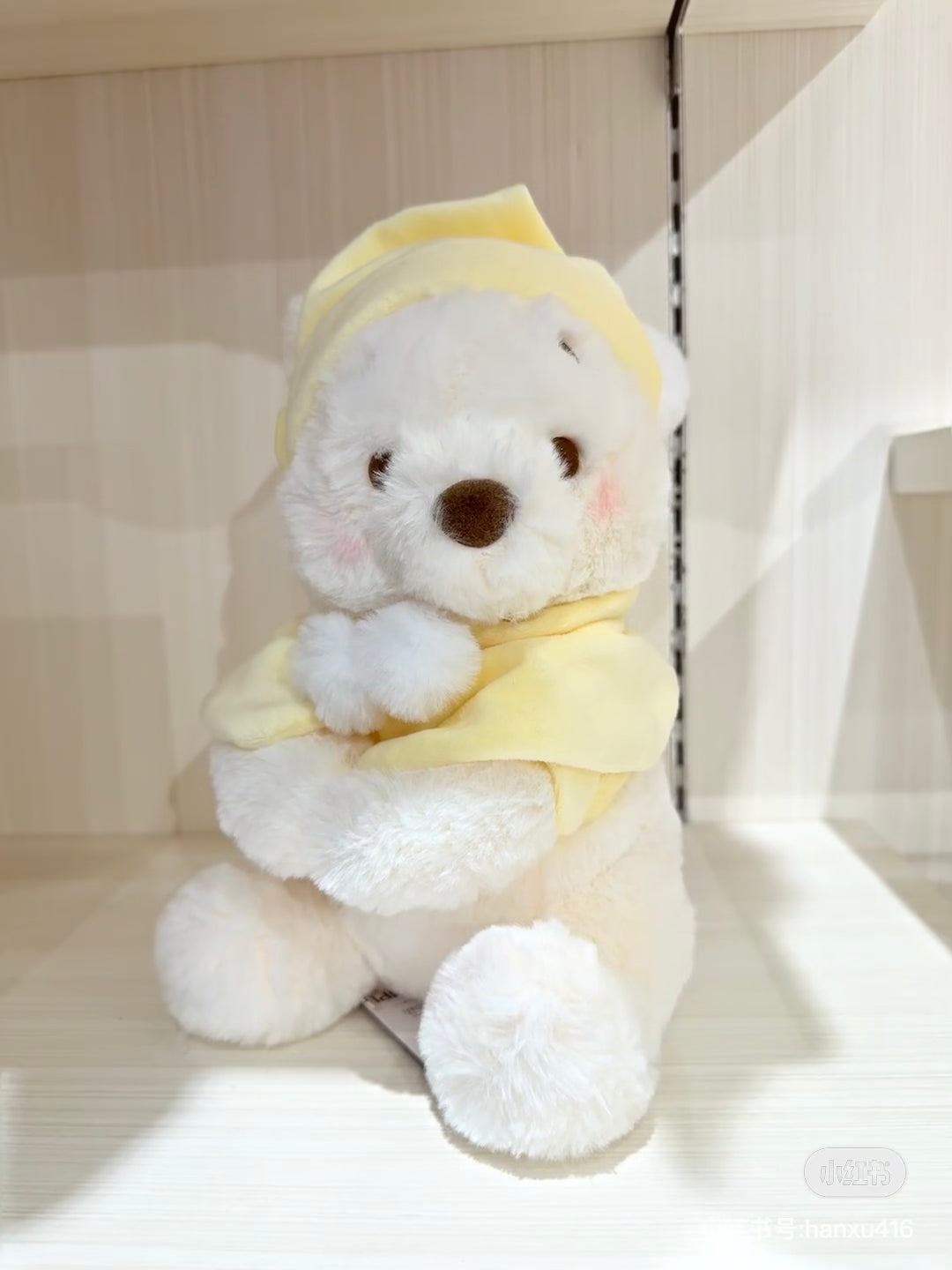 Disney迪士尼｜Plush Toy (S）/ White Pooh Fruit Latte Color Cape 东迪冬日限定水果拿铁色睡衣睡帽斗篷系列可爱角色坐姿毛绒玩偶/公仔/S号｜约28×17×19cm