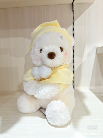 Disney迪士尼｜Plush Toy (S）/ White Pooh Fruit Latte Color Cape 东迪冬日限定水果拿铁色睡衣睡帽斗篷系列可爱角色坐姿毛绒玩偶/公仔/S号｜约28×17×19cm