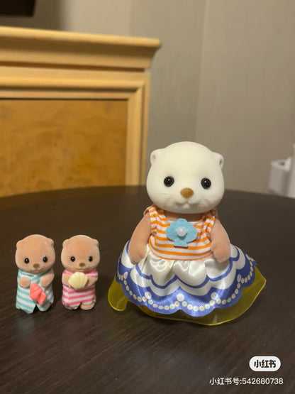 SylvanianFamilies森贝儿家族｜Sea Otter Family海獭家族系列/双胞胎一家四口套组/玩具/过家家5803