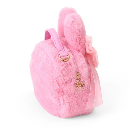 Sanrio三丽鸥｜My Melody Birthday 50th Anniversary Princess Ribbon Shoulder Bag美乐蒂50周年生日粉桃甜心系列脸型毛毛茸茸斜挎包/链条包/蝴蝶结钥匙扣｜约幅22×奥行11×高さ20cm