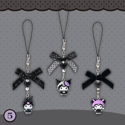 Sanrio｜Monochrome Fashion Series All Black Kuromi Mode Mobile Strap｜5.5×2×8cm approx.