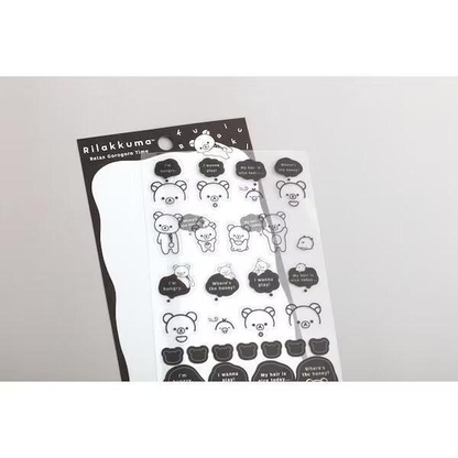 Rilakkuma｜Basic Rilakkuma Monochrome Dialog Clear Sticker｜200×95mm approx.