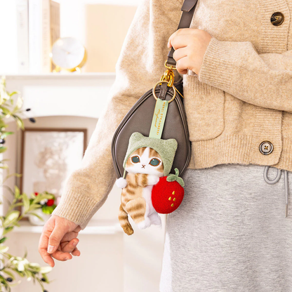 Mofusand｜MERCI Strawberry &amp; Tabby Cat Mascot Holder /Plush Keychain｜H175 x W120 x D75 mm approx.