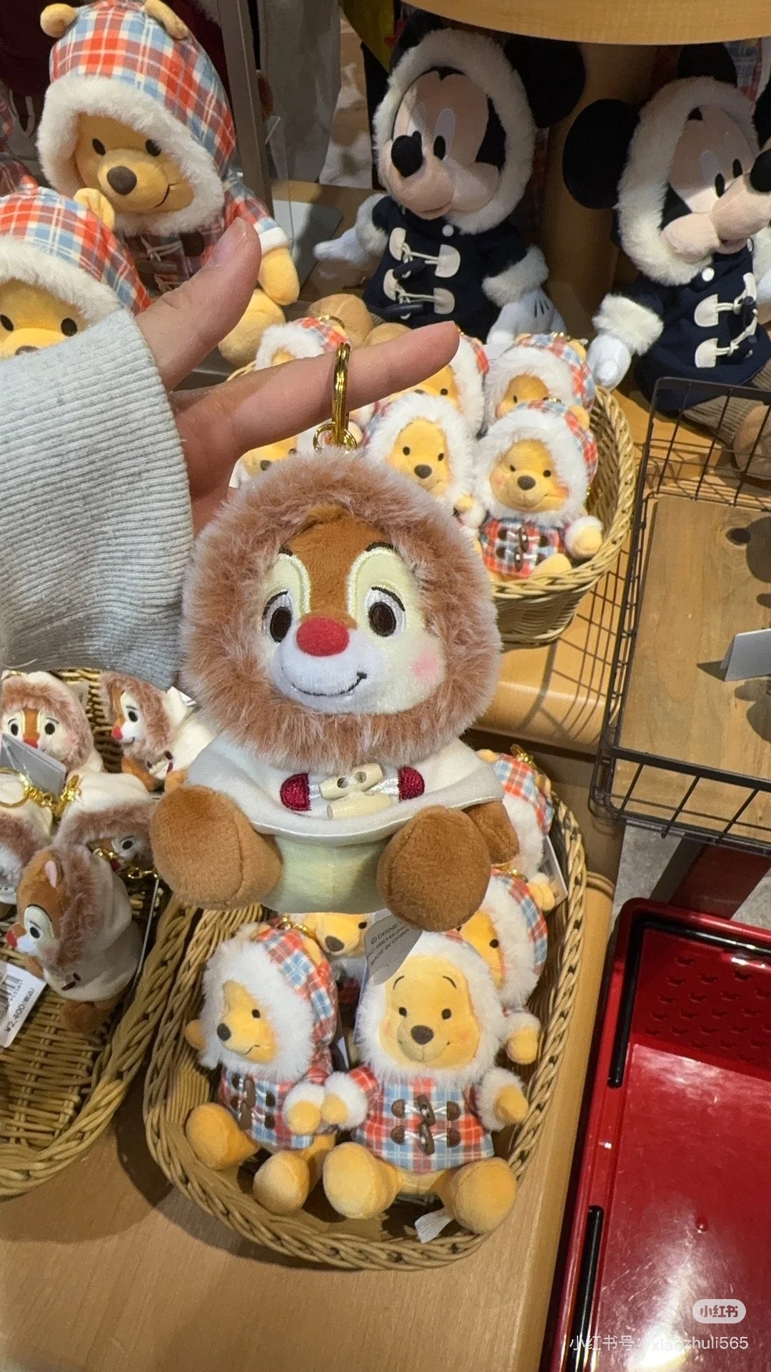 Disney迪士尼｜Winter Jacket Doll东迪冬日限定大衣斗篷奇奇和蒂蒂冬装坐姿钥匙扣挂件/可脱帽｜约高さ17×幅15×奥行き12(cm)