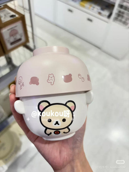 Rilakkuma｜Ceramic Tea Bowl &amp; Melamine Soup Bowl Set｜60×Φ90mm approx.