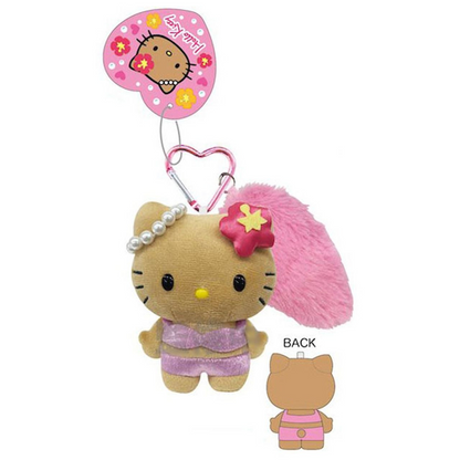 Hello Kitty凯蒂猫｜Sanrio Mascot Keychain with Tail / Gogo Gal Collection Leopard毛茸茸尾巴系列爱心扣豹纹凯蒂猫玩偶挂件/包挂｜约9.5×5.5×13.5cm