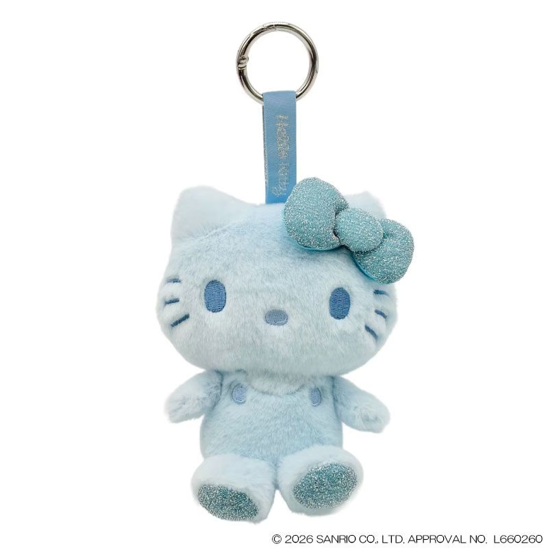 Sanrio｜Hello Kitty Fluffy Glitter Mascot Holder /Plush Keychain｜6.0 x 11.0 x 12.5cm approx.