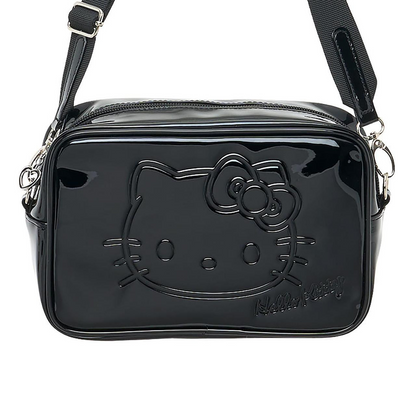 Sanrio三丽鸥｜Shoulder Bag Monotone黑白印象系列爱心拉链皮质感斜挎包/里面也有可爱图案｜约23×9×15cm
