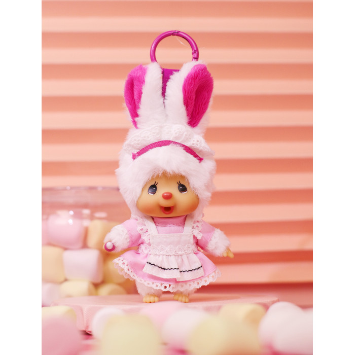 Monchhichi｜Sekiguchi lace DRESS Mascot Holder /Plush Keychain｜H14cmapprox.