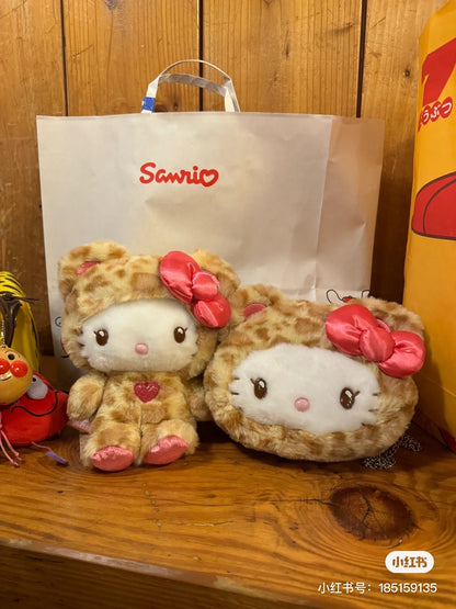 Sanrio三丽鸥｜ Original Face-shaped 2way Pochette / Leopard Bear豹纹熊系列脸型毛绒链条斜挎包｜约19×6×15cm