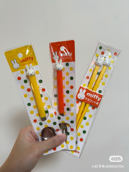 Miffy｜Mascot Orange Handle Stainless Steel Spoon&amp;Fork｜150mm approx.