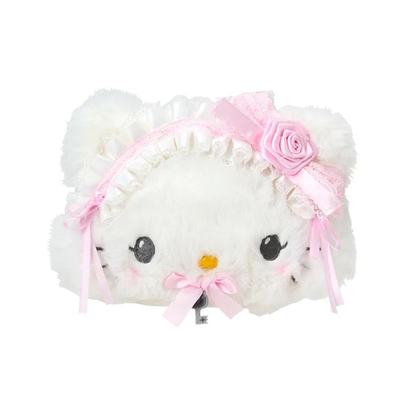 Sanrio｜White Frill Design Face-shaped Pouch｜24×8×15cm approx.