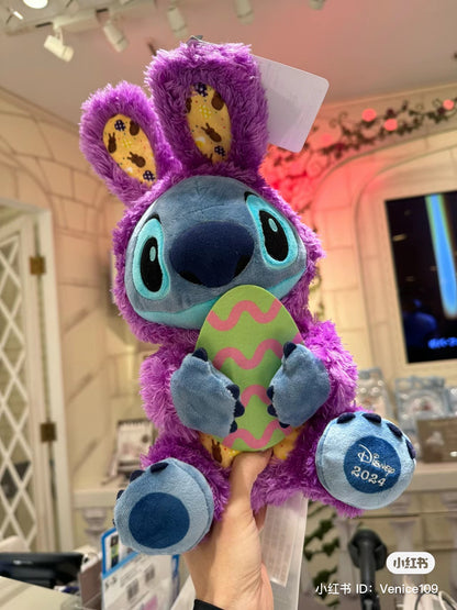 Disney迪士尼｜2024复活节限定兔兔换装抱蛋史迪仔玩偶/公仔｜高さ約34×幅19.5×奥行き18(cm)