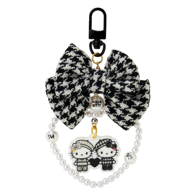 Hello Kitty｜Monochrome Girly Twin Coordinate Swaying Ribbon Charm Keychain｜7×1×5.5cm approx.