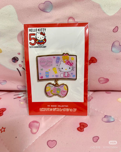 Sanrio｜Pin Badge - Hello Kitty 50th Anniversary Pink｜50.8x65mm approx.