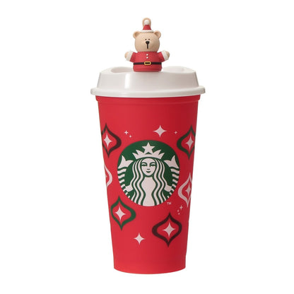 Starbucks日本星巴克｜圣诞小熊扣耐热环保杯?星巴克熊杯扣组合｜473ml