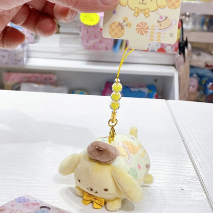 Sanrio三丽鸥｜Mascot Strap Nagomi日式粉彩碎花毛绒圆滚滚玩偶挂件/包挂｜约5.5×7.5×5.5cm