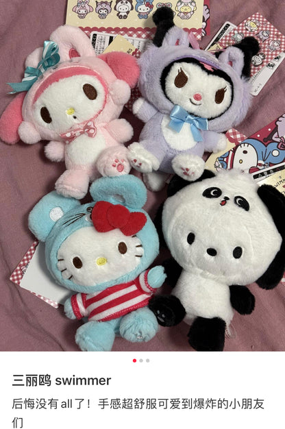 Sanrio三丽鸥｜swimmer Mascot Keychain联名限定超可爱毛绒玩偶挂件/包挂