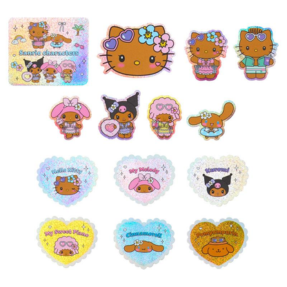 Sanrio｜Sparkling Summer Pool Tan Sunburned Characters Sticker Set｜20 pieces