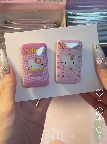 Sanrio｜Strawberry Newspaper 50th Anniversary Hello Kitty Can Badg mystery bag/blind box/All 8 types｜1pcs
