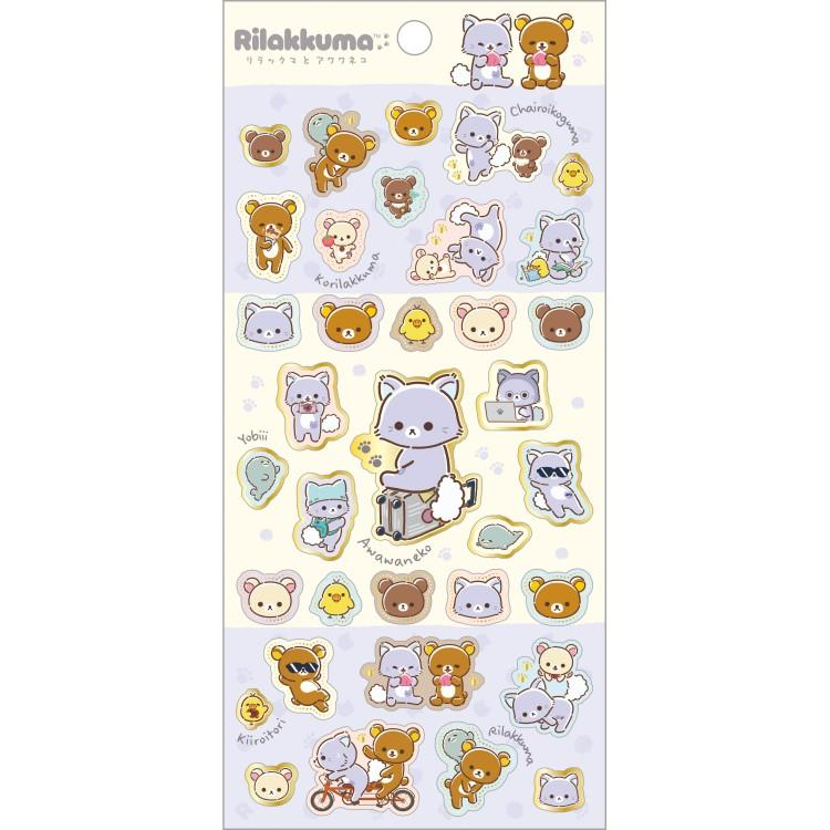 SANX｜Rilakkuma and Awawa Neko Stickers｜200 x 95 mm approx.