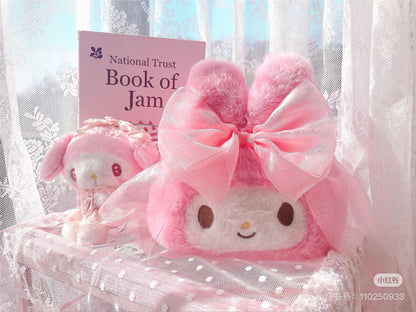 Sanrio三丽鸥｜My Melody Birthday 50th Anniversary Princess Ribbon Shoulder Bag美乐蒂50周年生日粉桃甜心系列脸型毛毛茸茸斜挎包/链条包/蝴蝶结钥匙扣｜约幅22×奥行11×高さ20cm