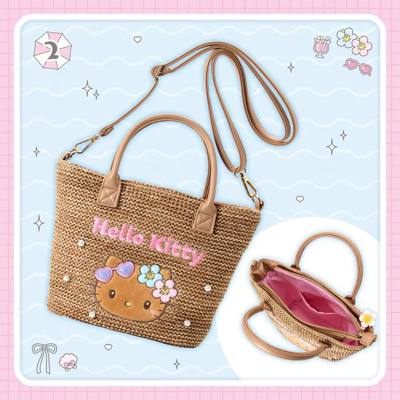 Sanrio｜Sparkling Summer Pool Tan Sunburned Hello Kitty 2 Way Shoulder Bag｜32.6 x 28.9 x 11.6cm approx.