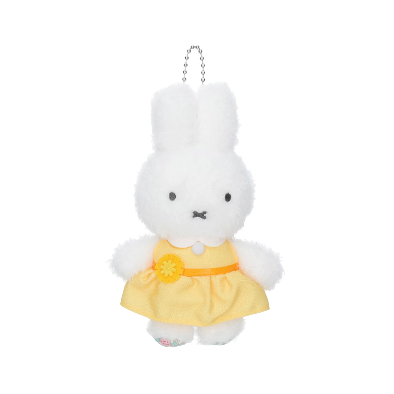 Miffy｜Flower Dress Fluffy Mascot Holder /Plush Keychain｜W110 x H160 mm approx.