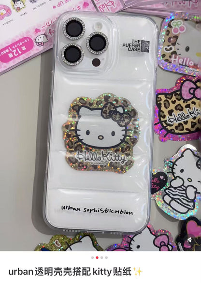 Sanrio三丽鸥｜Secret Glitter Sticker - Hello Kitty : Gogo Gal Collection Blind Box黑皮/豹纹偏光贴纸盲盒/全12种｜1枚入