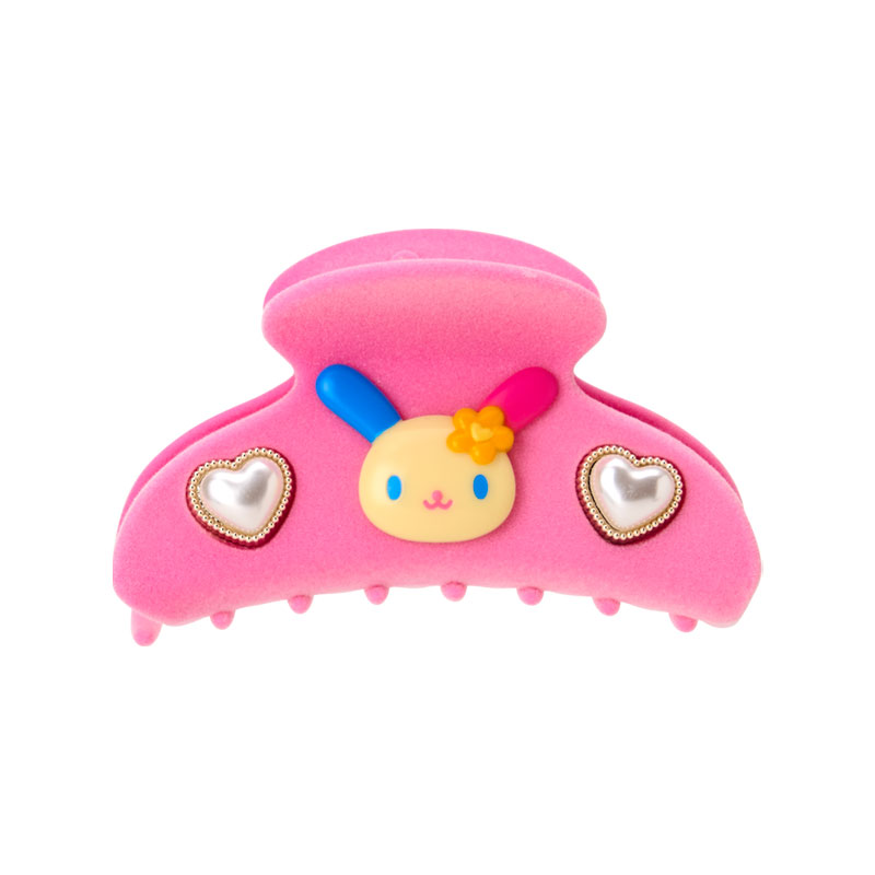 Sanrio｜Characters 3D Face Pearl Heart Flocky Hair Claw Clip｜9×4×5cm approx.