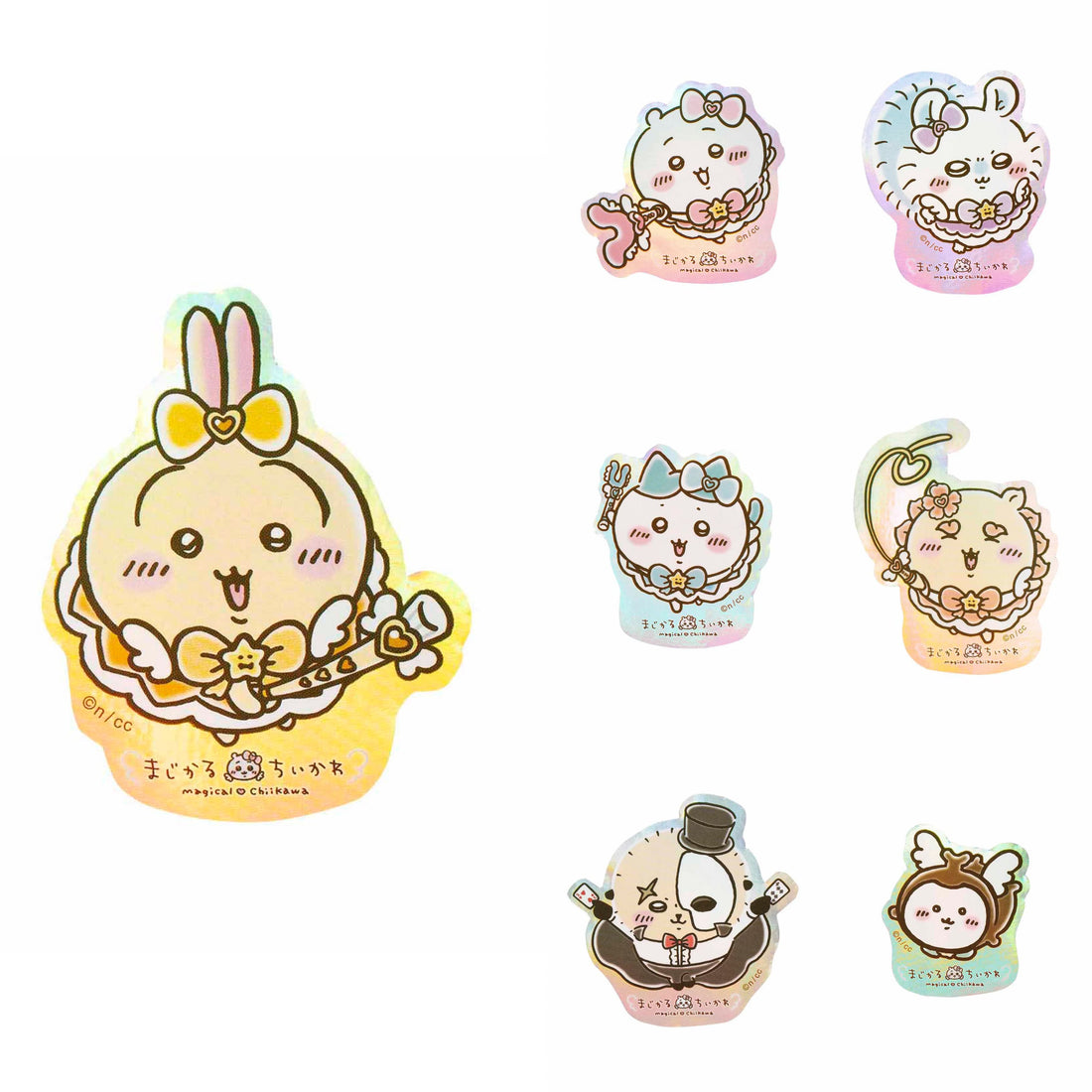 Chiikawa 吉伊卡哇|超魔法少女/小魔仙系列角色镭射偏光闪闪贴纸/手机贴