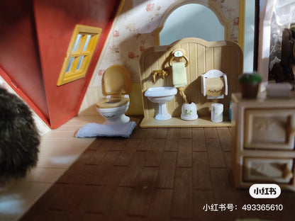 SylvanianFamilies森贝儿家族｜Red Roof Cosy Cottage Starter Home-Chocolate Rabbit巧克力兔站宝+甜梦小屋/别墅套组5567