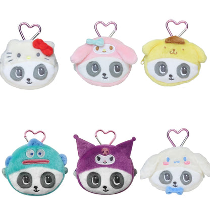 Sanrio｜Panshell Characters Face Mini Pouch with Carabiner｜90x80x25mm approx.